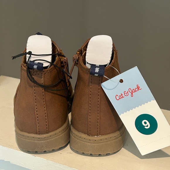 Cat & Jack Chelsea Boots Toddler Boys Sz 9 Lucas Brown Elastic Stretch - Picture 4 of 6